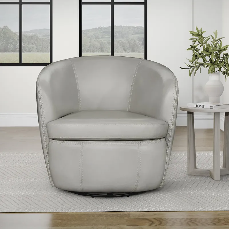 Barolo Steamboat Ice 100% Italian Leather Swivel Club Chair Two Pack