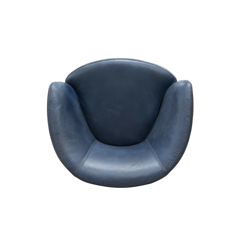 Barolo Vintage Navy 100% Italian Leather Swivel Club Chair Two Pack