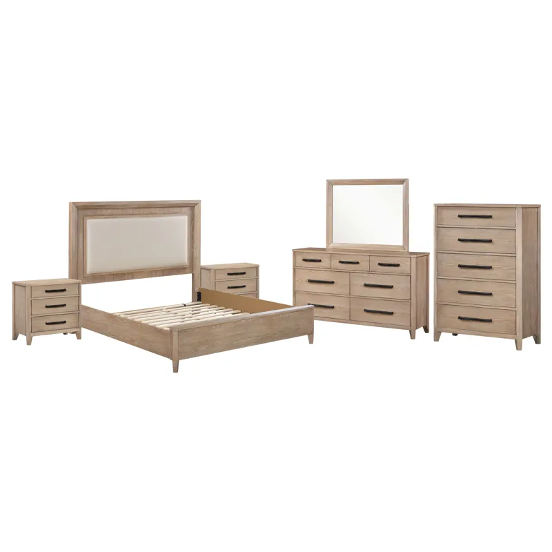 Breckenridge Bedroom Queen Bed 2 Nightstands Dresser with Mirror and Chest