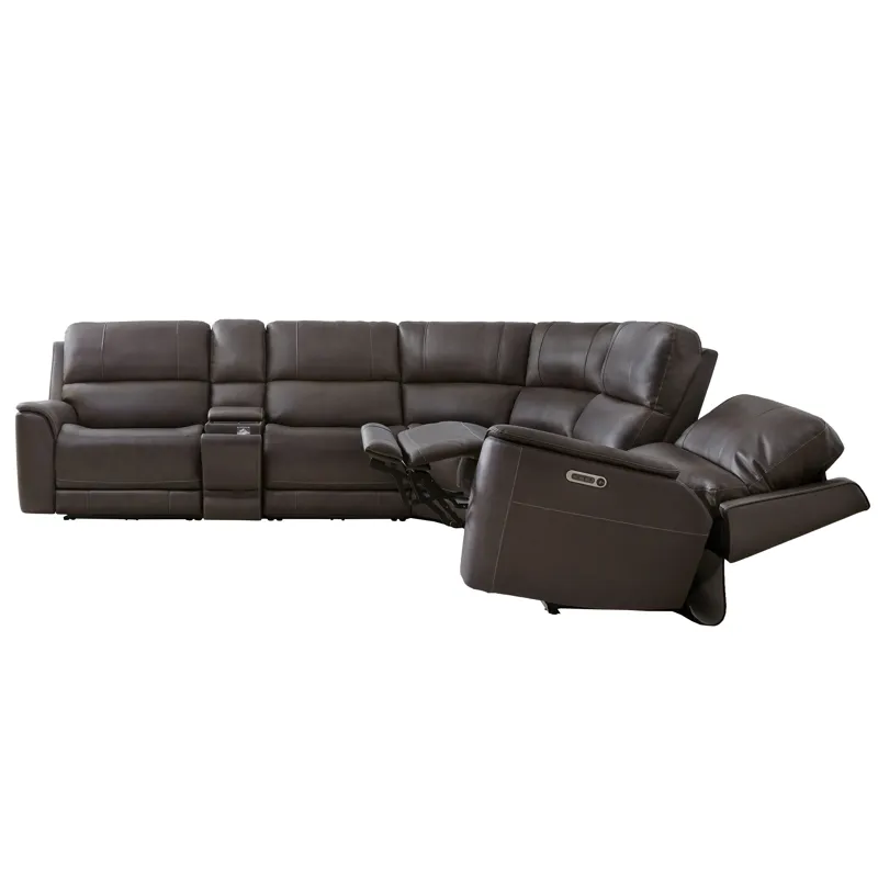 Easton Steamboat Brown 6 Piece Zero Gravity Power Reclining Sectional with Power Adjustable Headrest