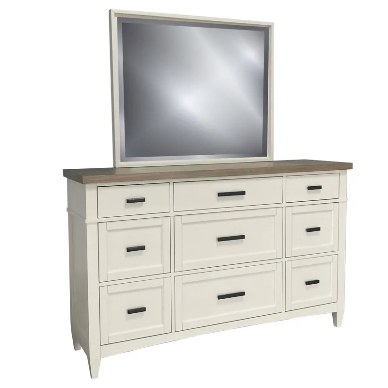 Americana Modern Bedroom King Platform Bed 2 Nightstands and Dresser with Mirror