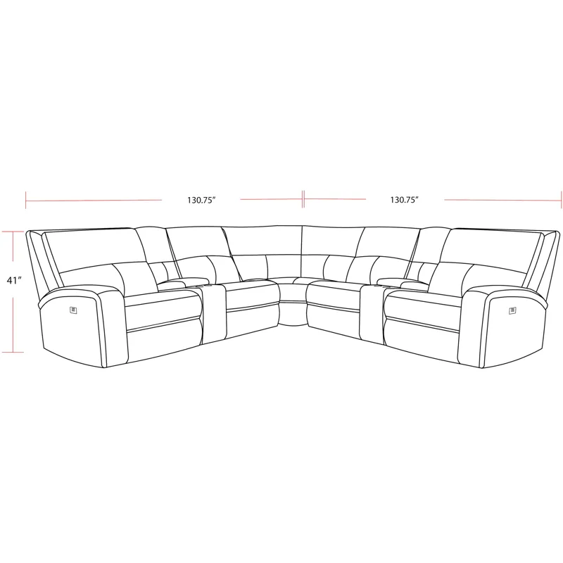 Polaris Kahlua 7 Piece Modular Power Reclining Sectional with Power Adjustable Headrests