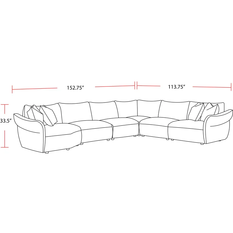 Playful Canes Cobblestone 6 Piece Modular Sectional