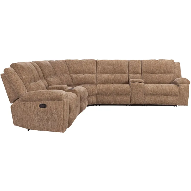 Bronco Plush Tobacco 7 Piece Modular Manual Reclining Sectional