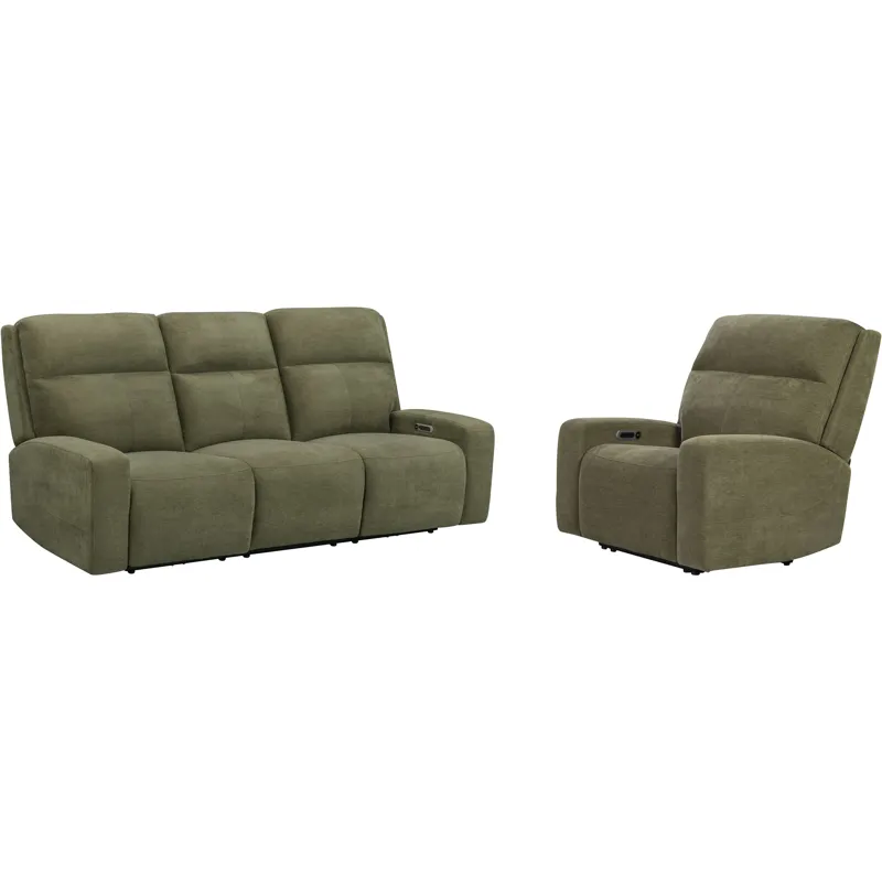 Traxton Jasper Moss Power Zero Gravity Sofa and Recliner