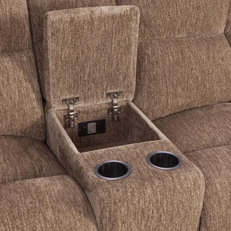 Bronco Plush Tobacco 7 Piece Modular Zero Gravity Power Reclining Sectional with Power Adjustable Headrests