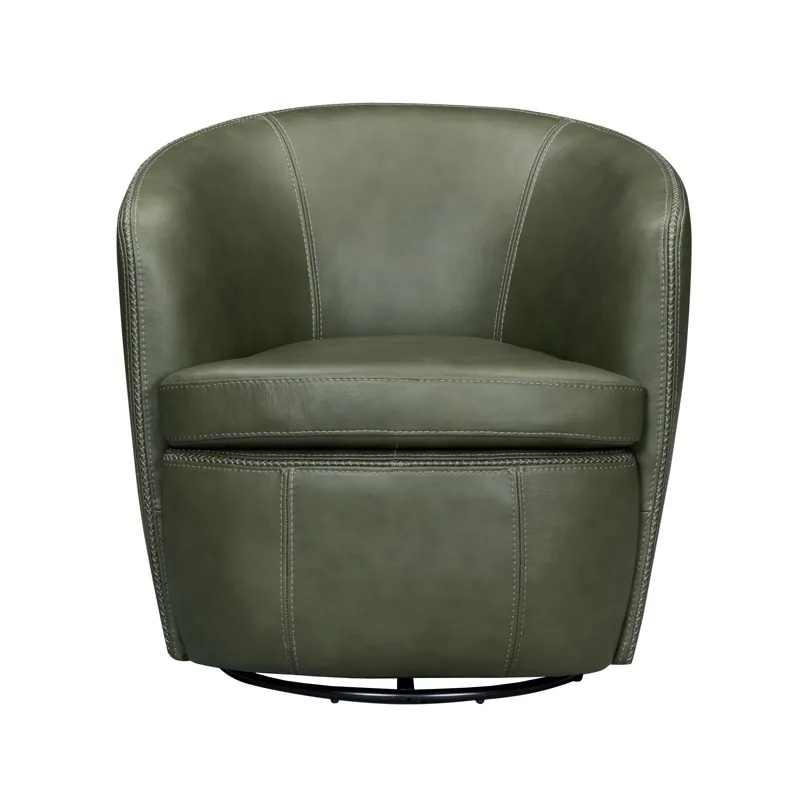 Barolo Lyric Sage 100% Italian Leather Swivel Club Chair Two Pack