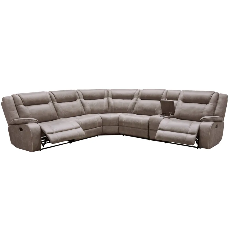 Blake Desert Taupe 6 Piece Modular Reclining Sectional and Entertainment Console