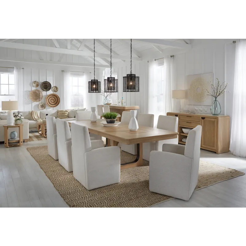 Escape Dining 84 Inch Rectangular Table with Console and 8 Caster Chairs