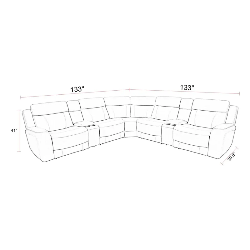 Calgary Stone 7 Piece Modular Reclining Sectional with Power Adjustable Headrests