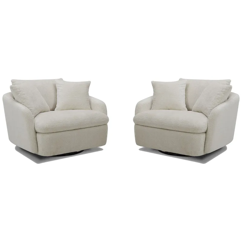 Boomer Utopia Sand Large Swivel Chair with 2 Toss Pillows Two Pack