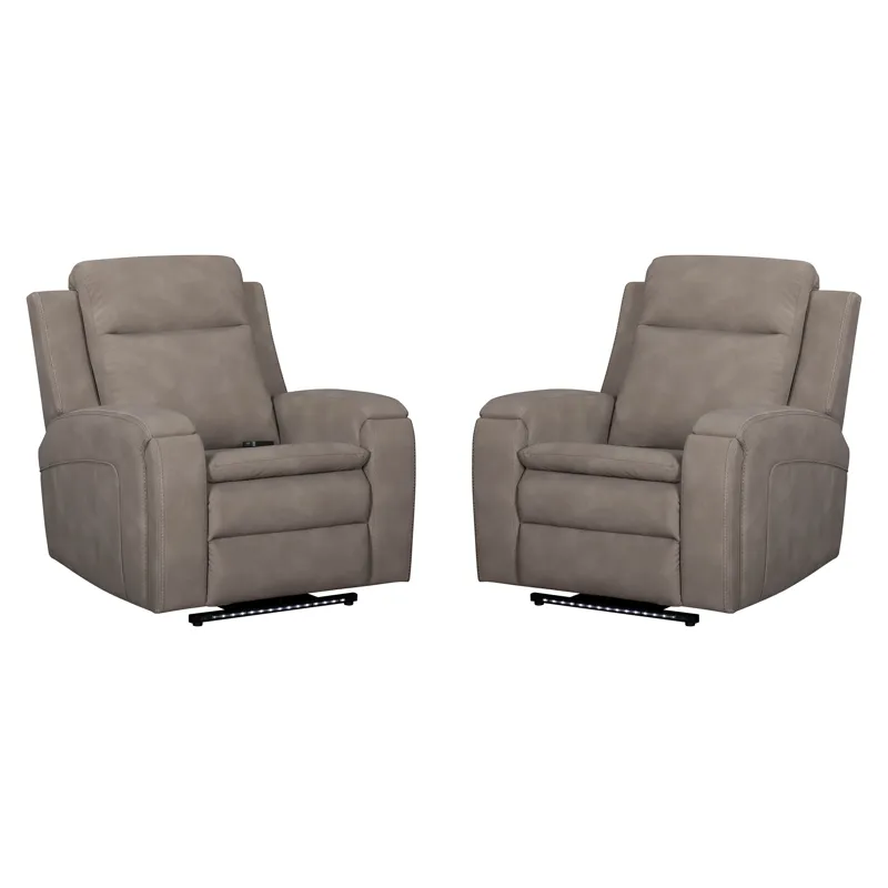 Armstrong Buffy Taupe Power Recliner with Heat Massage and Auto-Glide Two Pack