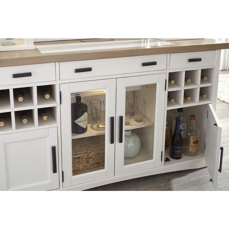 Americana Modern Dining 66 inch Buffet and Hutch with Quartz Insert