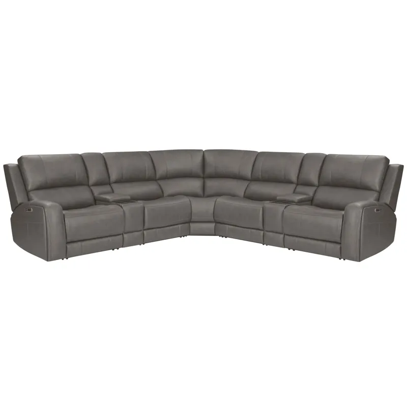 Belmont Autumn Fog 7 Piece Zero Gravity Power Reclining Sectional with Power Adjustable Headrests