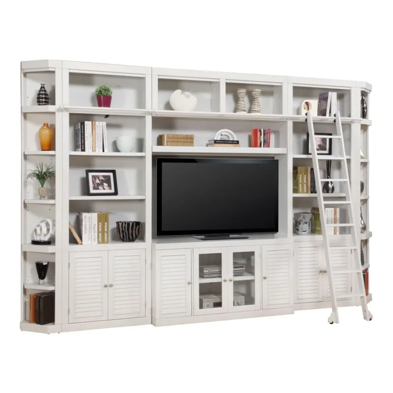 Boca 7 Piece Entertainment Wall with Corner Bookcases
