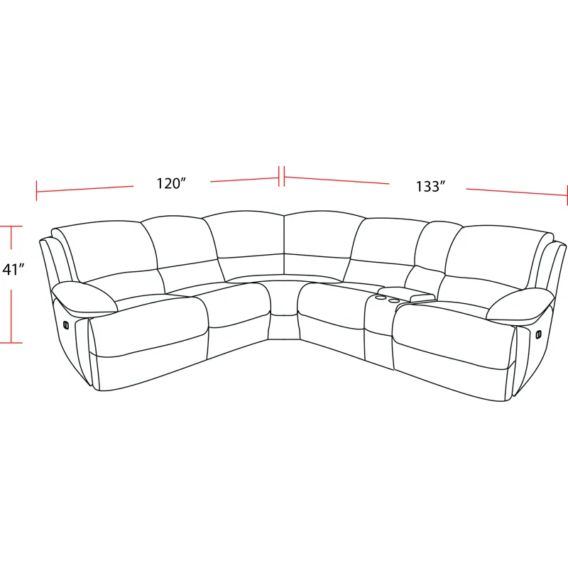 Gladiator Genova Mocha 6 Piece Modular Zero Gravity Power Reclining Sectional with Power Adjustable Headrests