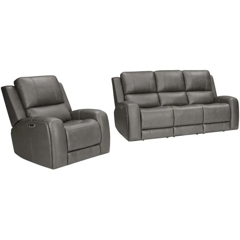 Belmont Autumn Fog Zero Gravity Power Reclining Sofa and Recliner
