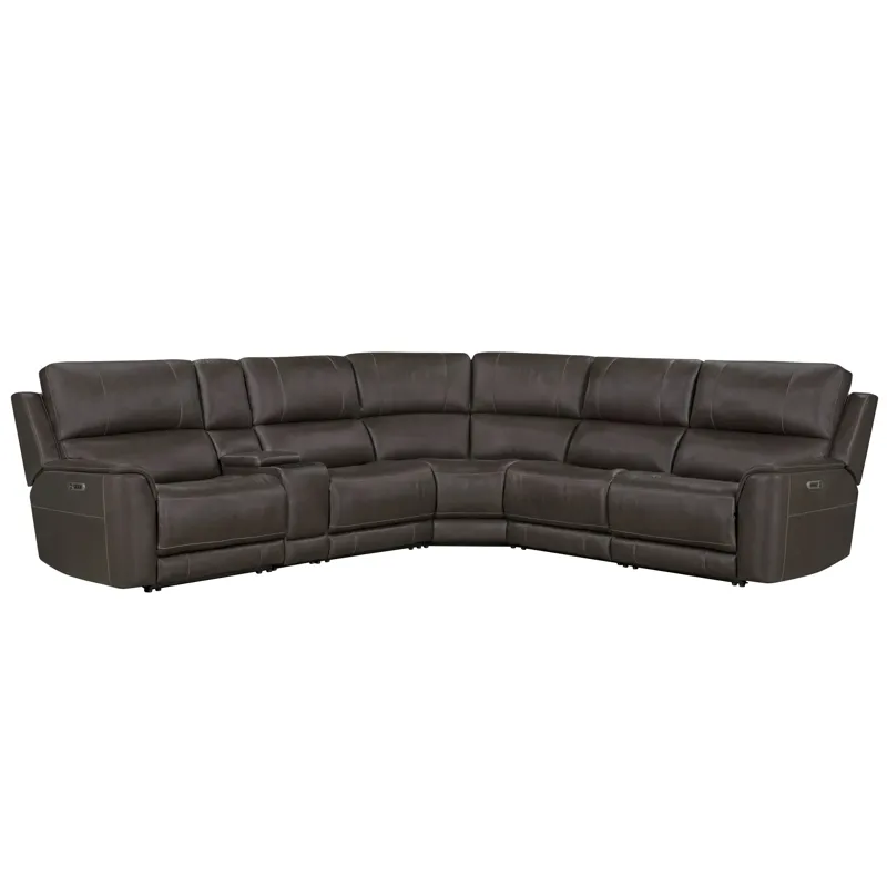Easton Steamboat Brown 6 Piece Zero Gravity Power Reclining Sectional with Power Adjustable Headrest