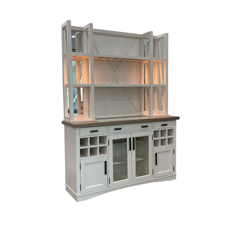 Americana Modern Dining 66 inch Buffet and Hutch with Quartz Insert