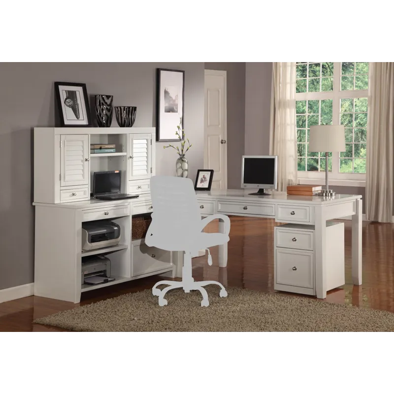 Boca L Shape Desk with File Credenza and Hutch