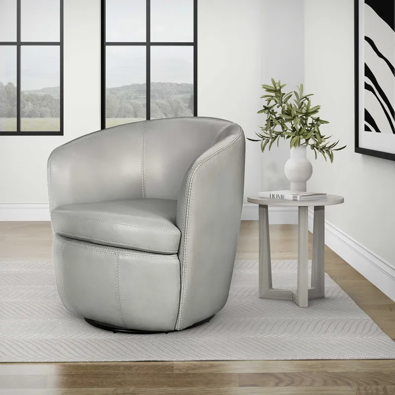 Barolo Steamboat Ice 100% Italian Leather Swivel Club Chair Two Pack