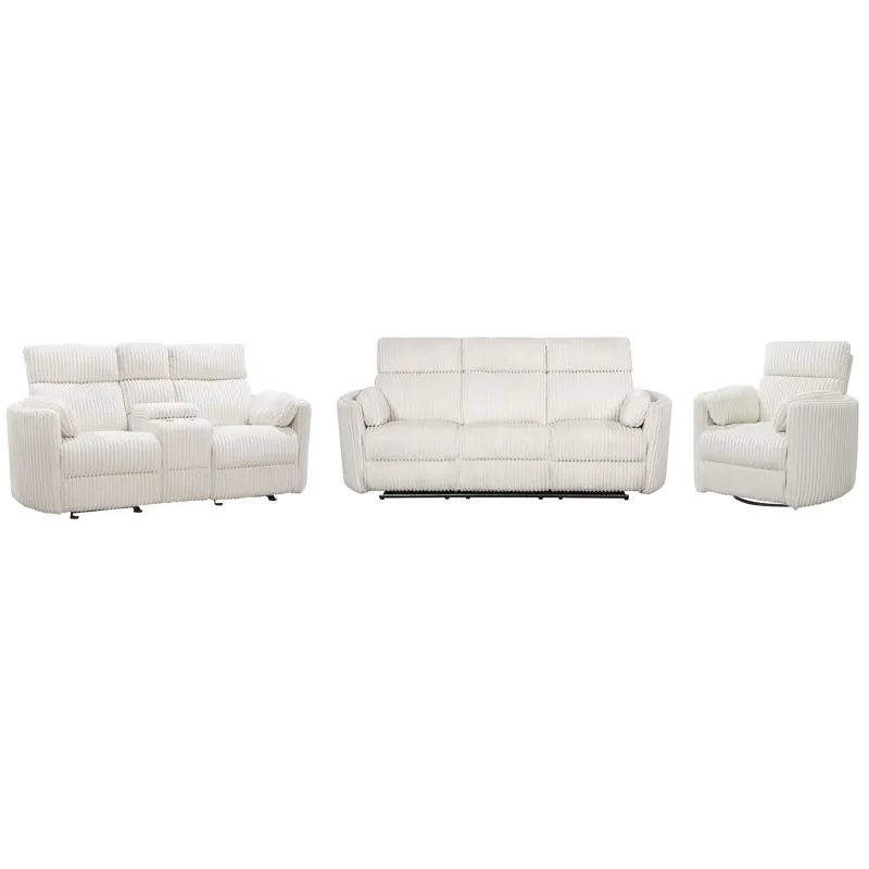 Radius Mega Ivory Power Reclining Sofa Loveseat and Recliner