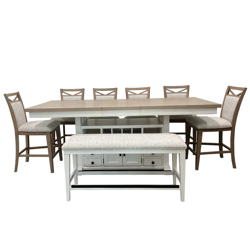 Americana Modern Dining 72 inch Island Counter Height Extendable Dining Table