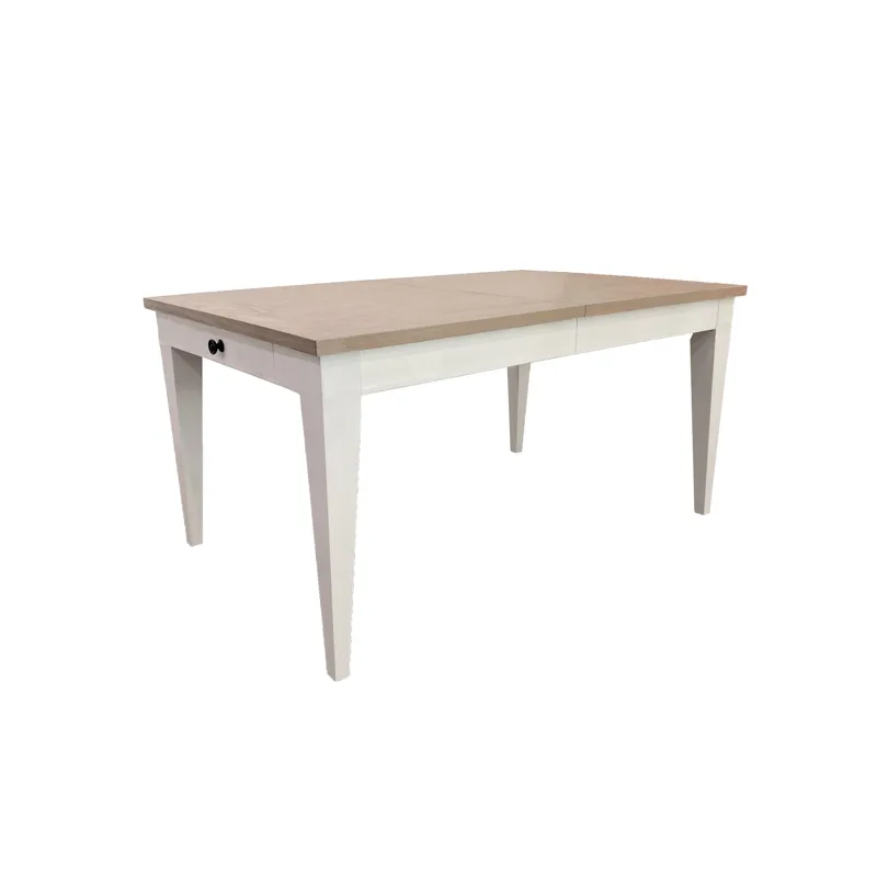 Americana Modern Dining Rectangular Extendable Dining Table with 6 Upholstered Dining Chairs