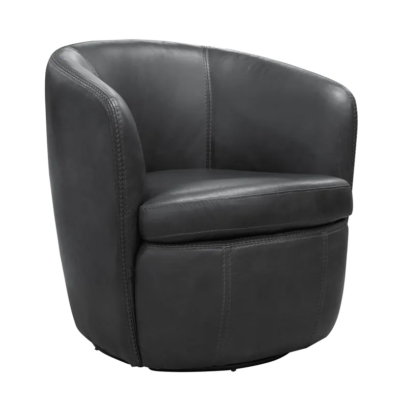 Barolo Vintage Slate 100% Italian Leather Swivel Club Chair Two Pack