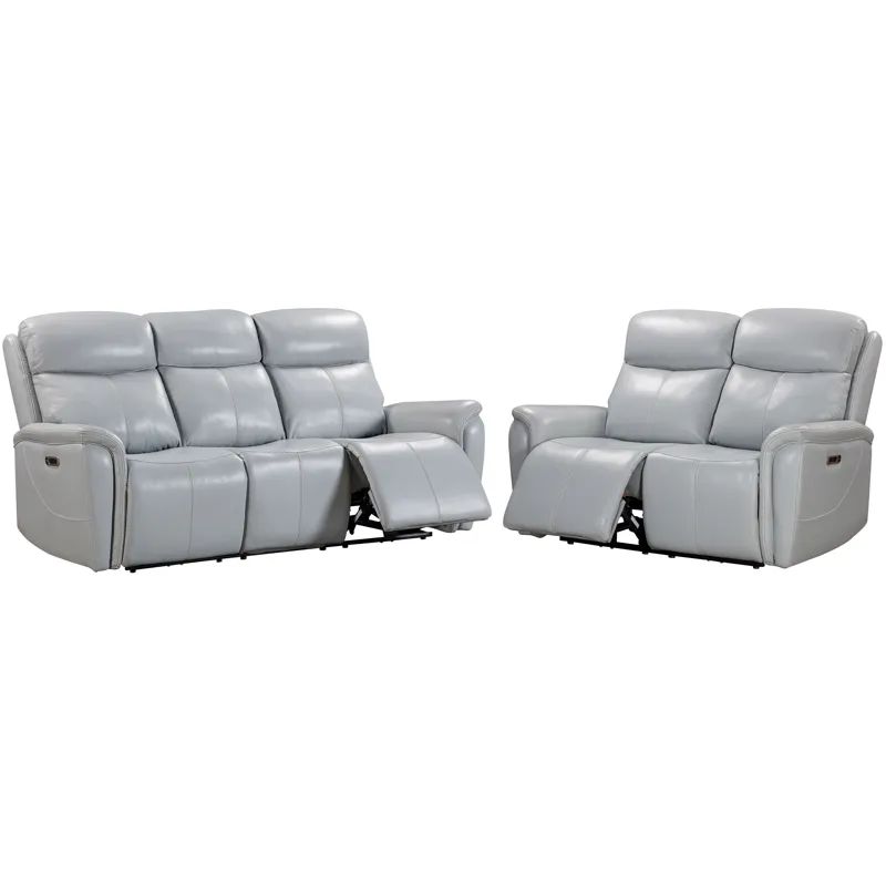 Cascade Seamist Grey Power Reclining Sofa and Loveseat