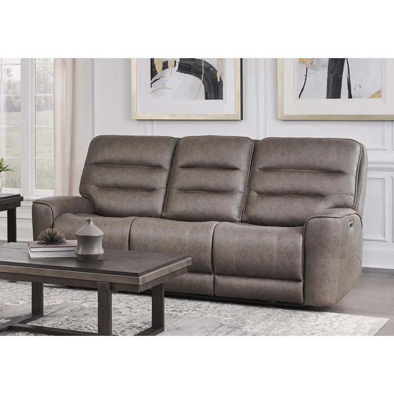 Lawson Sydney Brunette Zero Gravity Triple Power Reclining Sofa with Drop Down Table P2