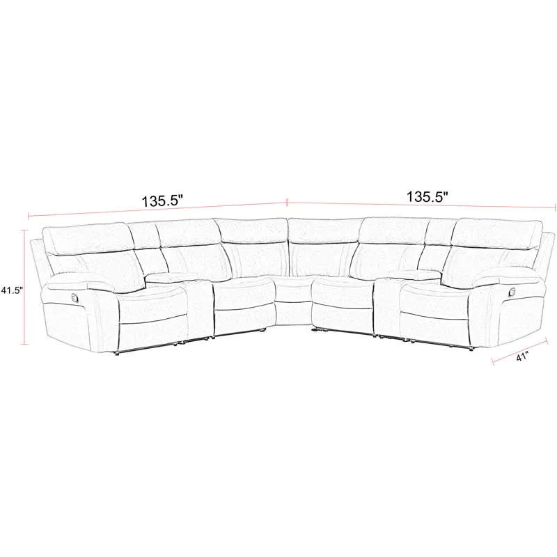 Theon Stokes Toffee 7 Piece Modular Manual Reclining Sectional and Entertainment Console