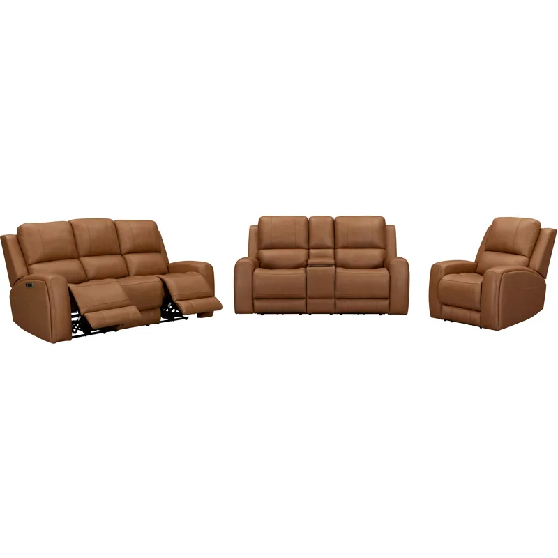 Belmont Lyric Caramel Zero Gravity Power Reclining Sofa Loveseat and Recliner