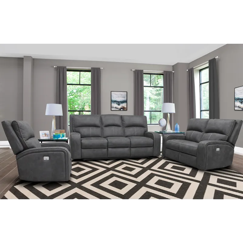 Polaris Slate Power Reclining Sofa Loveseat and Recliner