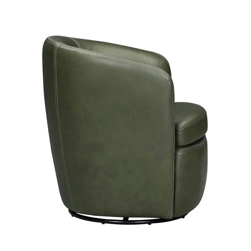 Barolo Lyric Sage 100% Italian Leather Swivel Club Chair Two Pack