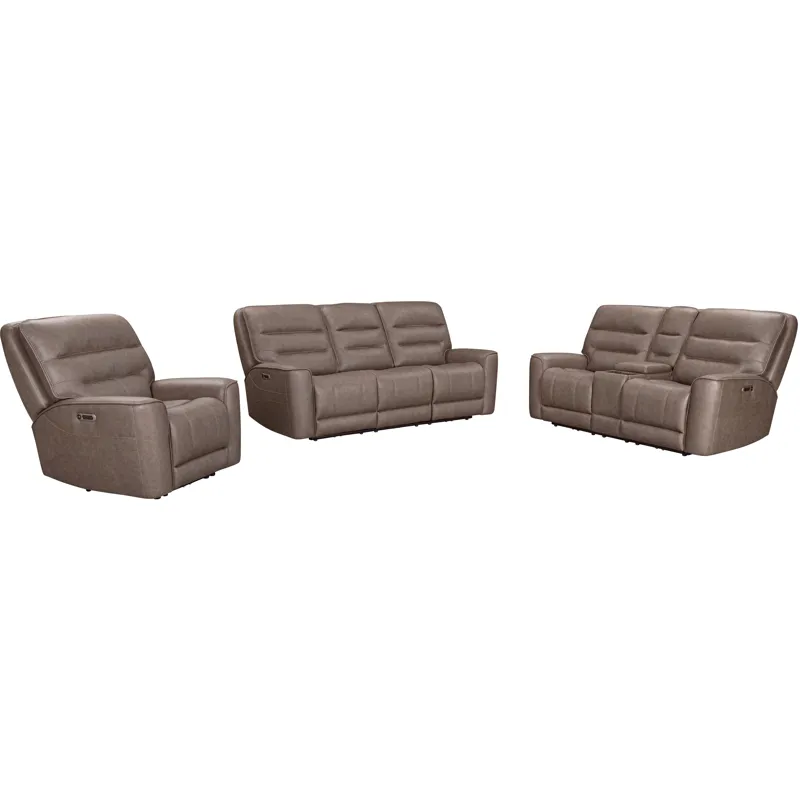 Lawson Sydney Brunette Zero Gravity Power Reclining Sofa Loveseat and Recliner