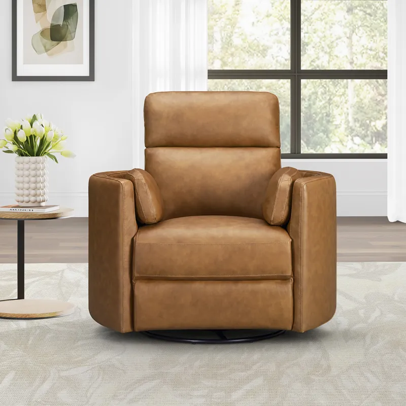 Radius Vintage Caramel Swivel Power Glider Recliner Two Pack