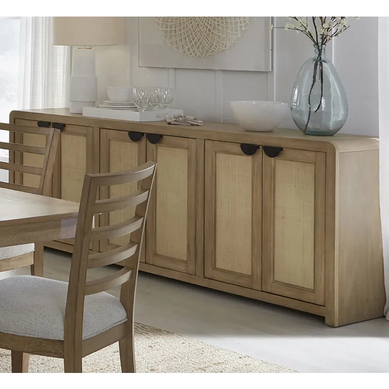 Escape Dining 84 Inch Rectangular Extendable Table with Console and 8 Ladderback Chairs