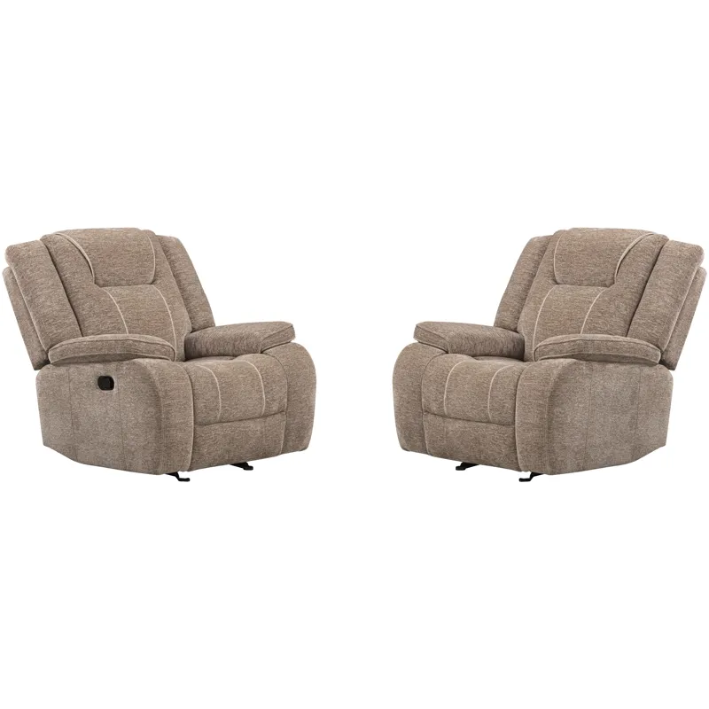 Bruno Plush Tobacco Manual Glider Recliner Two Pack