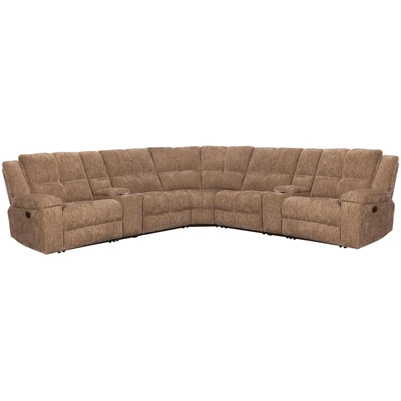 Bronco Plush Tobacco 7 Piece Modular Manual Reclining Sectional