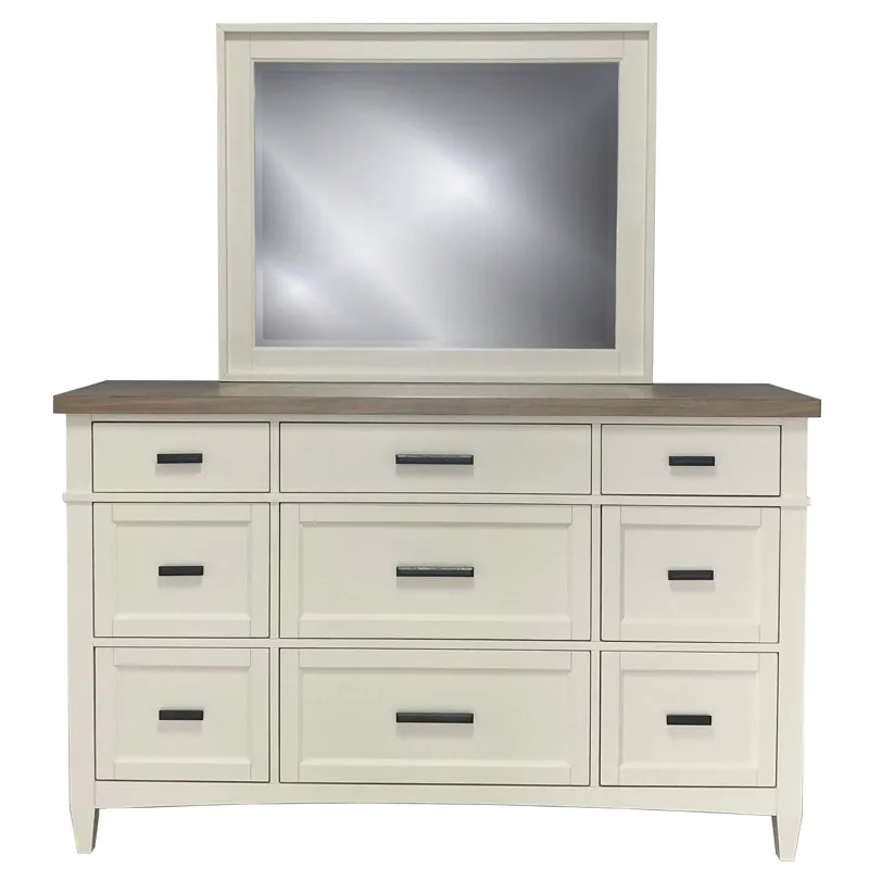 Americana Modern Bedroom King Platform Bed 2 Nightstands and Dresser with Mirror