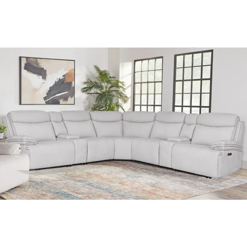 Alpine Airy Snow 7 Piece Zero Gravity Power Reclining Sectional with Power Adjustable Headrests