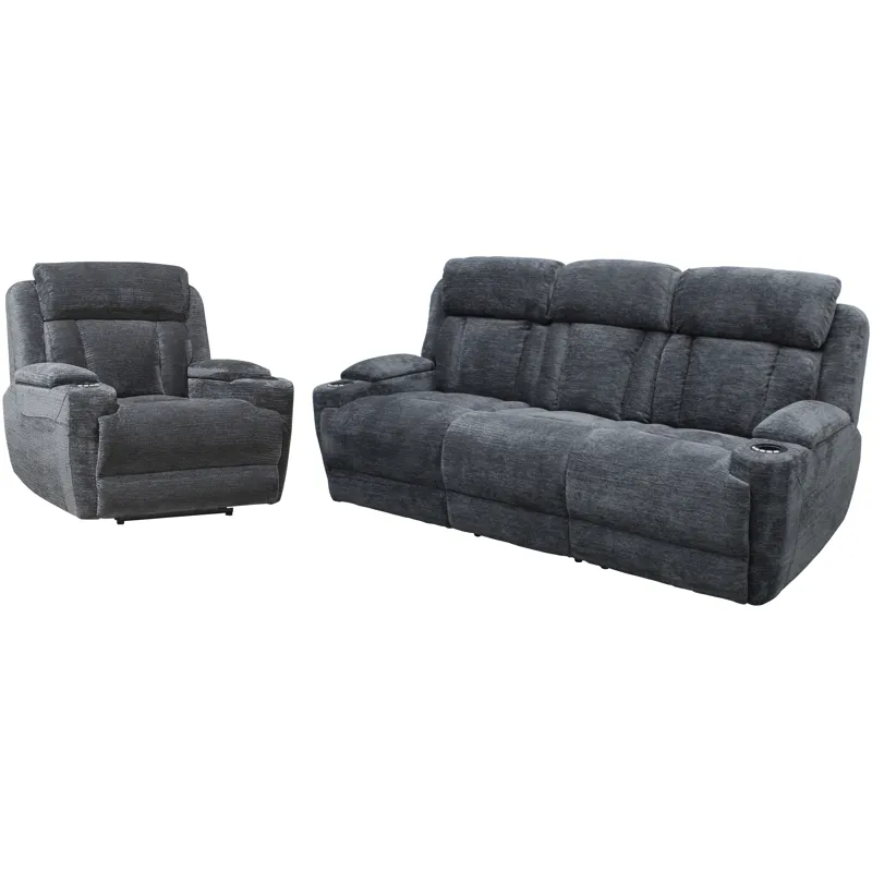 Dalton Lucky Charcoal Power Reclining Sofa and Recliner