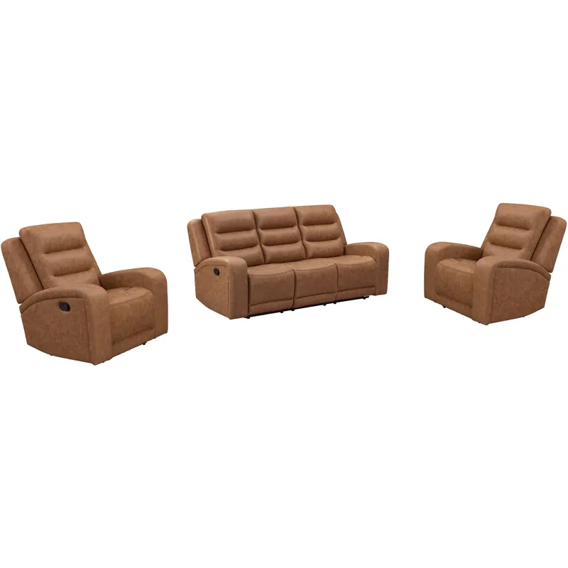 Napa Wrangler Clay Manual Triple Recline Sofa and Two Recliners