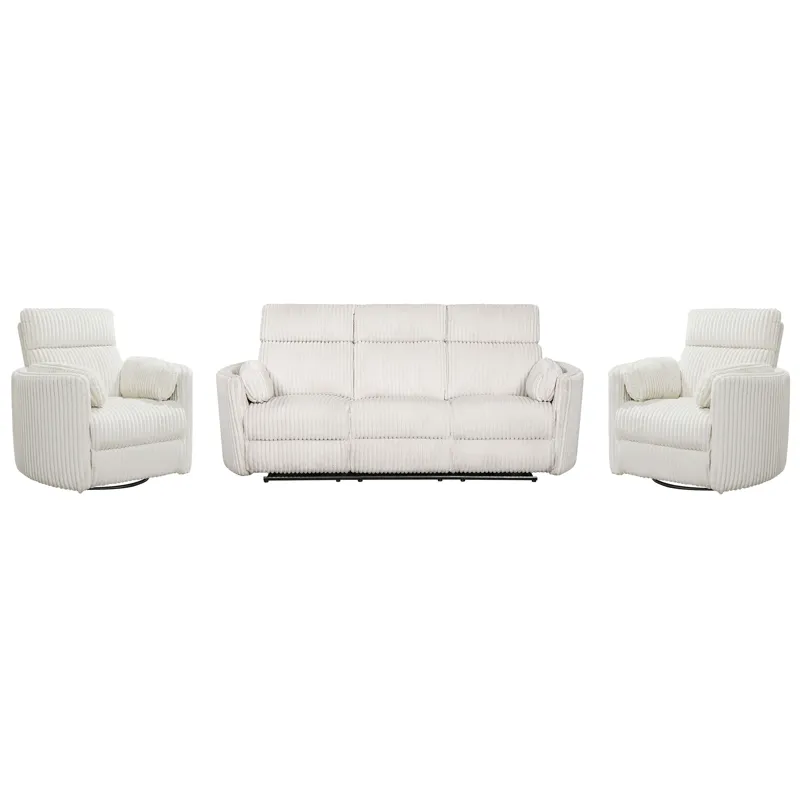 Radius Mega Ivory Power Reclining Sofa and Two Recliners