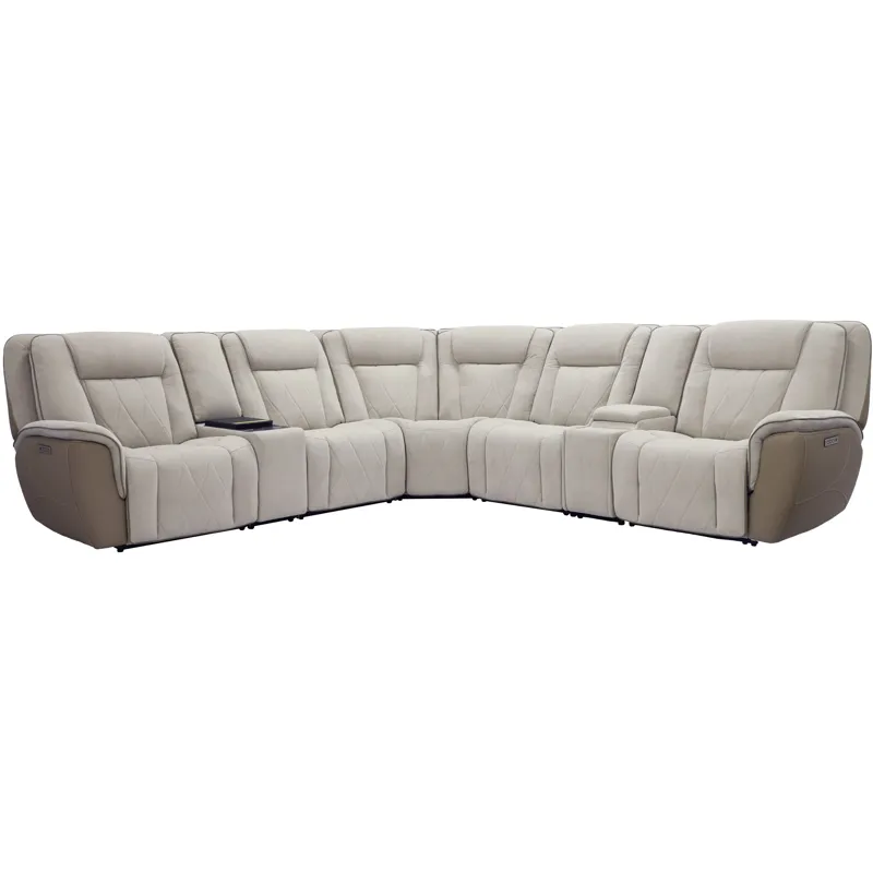 Ian Luxe Mocha 7 Piece Modular Zero Gravity Power Reclining Sectional