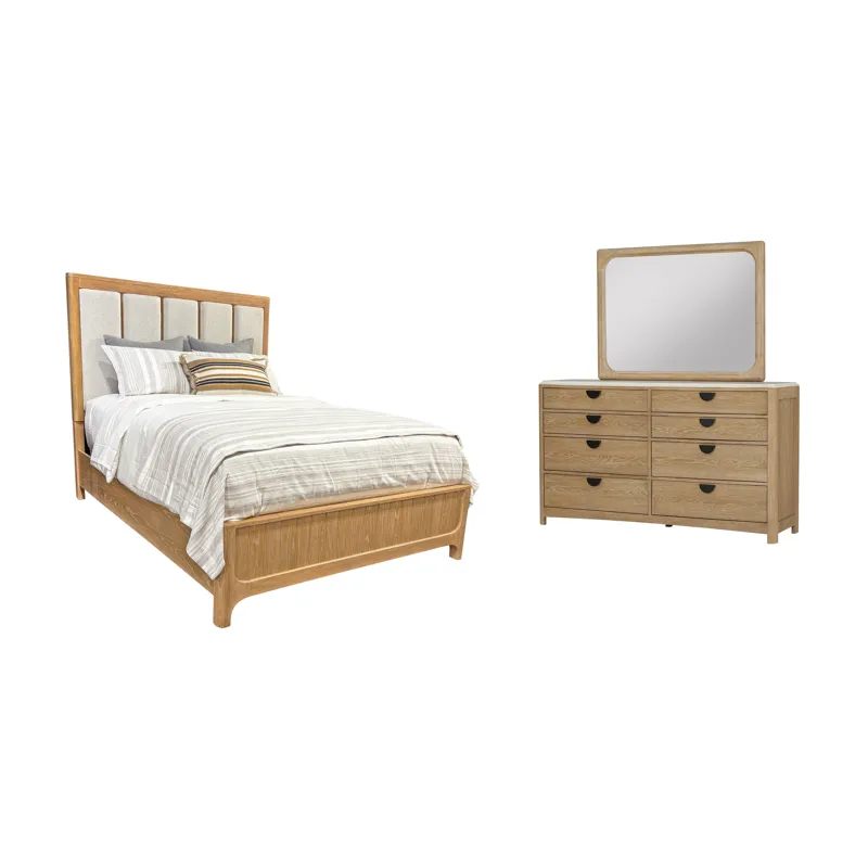 Escape Bedroom Queen Panel Bed with Dresser and Mirror
