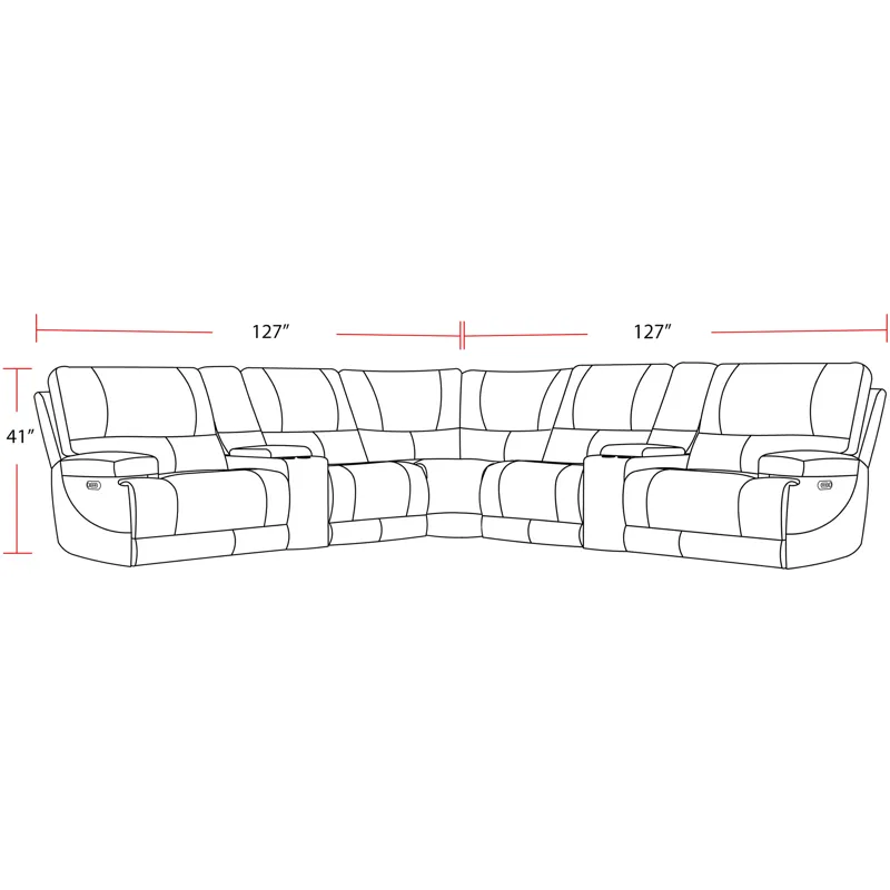 Whitman Verona Linen - Powered By Freemotion 7 Piece Modular Power Reclining Sectional with Power Ad