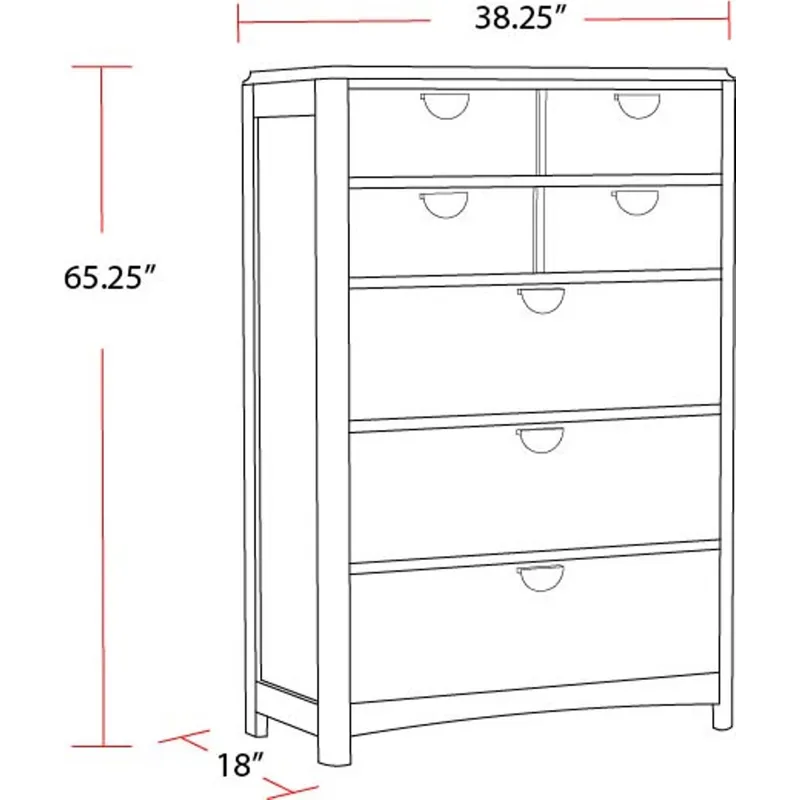 Escape Bedroom 5 Drawer Chest with Cedar Bottom