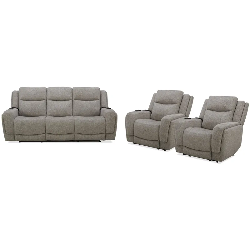 Penfield Frappe Power Reclining Sofa and Two Recliners